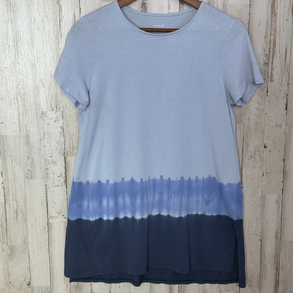 Pure Jill Elliptical Dip Dye Tunic Size Small Blue Coverup PJ Lounge Beach EUC